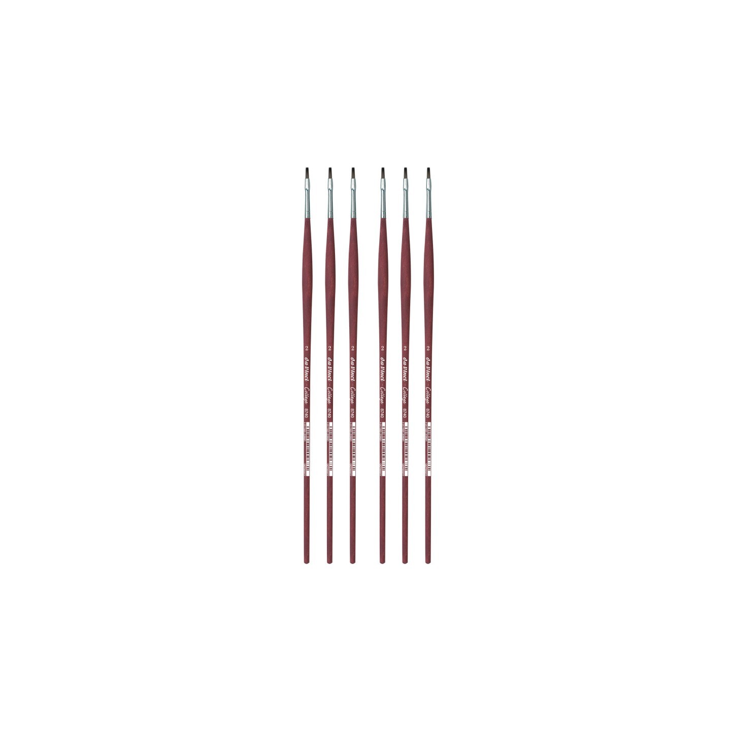 da Vinci COLLEGE Student Brush, Synthetic, Acrylic & Oil, Flat, Series 8740, Size 2, Pack of 6