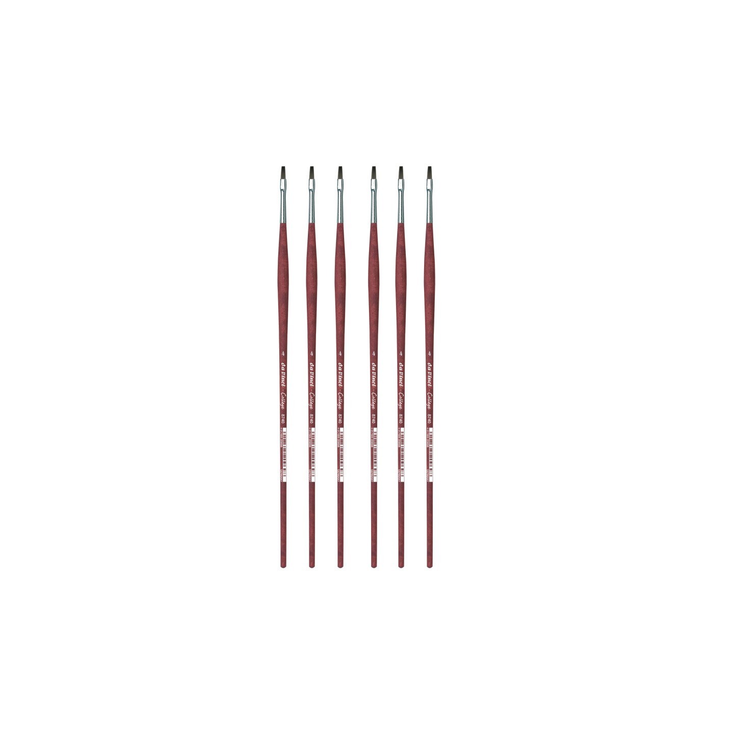 da Vinci COLLEGE Student Brush, Synthetic, Acrylic & Oil, Flat, Series 8740, Size 4, Pack of 6