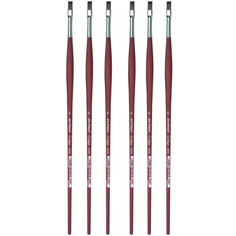 da Vinci COLLEGE Student Brush, Synthetic, Acrylic & Oil, Flat, Series 8740, Size 6, Pack of 6