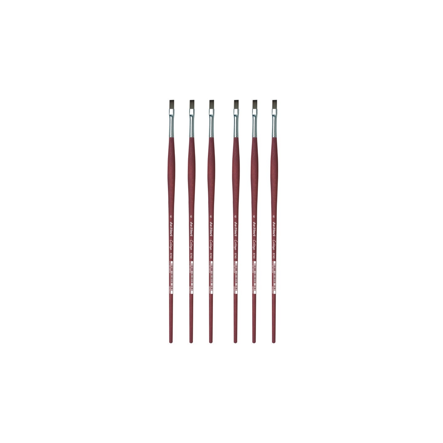 da Vinci COLLEGE Student Brush, Synthetic, Acrylic & Oil, Flat, Series 8740, Size 6, Pack of 6