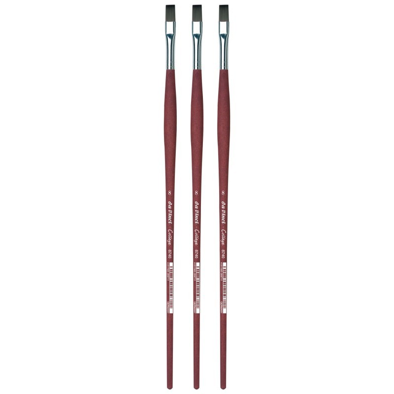 da Vinci COLLEGE Student Brush, Synthetic, Acrylic & Oil, Flat, Series 8740, Size 8, Pack of 3