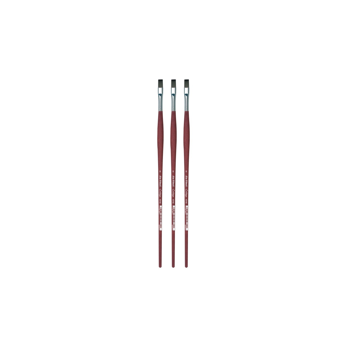 da Vinci COLLEGE Student Brush, Synthetic, Acrylic & Oil, Flat, Series 8740, Size 8, Pack of 3