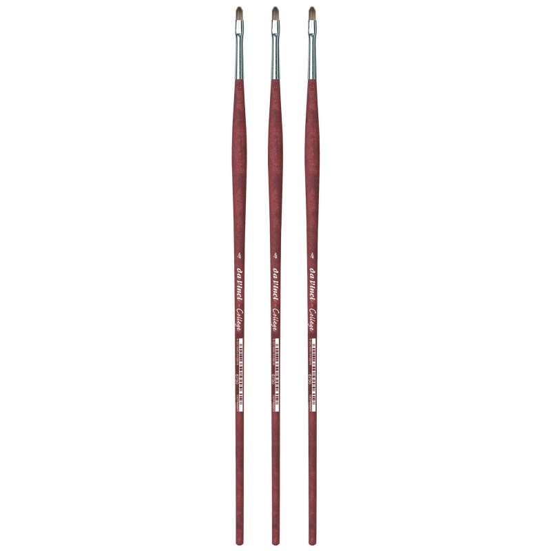 da Vinci COLLEGE Student Brush, Synthetic, Acrylic & Oil, Filbert, Series 8750, Size 4, Pack of 3