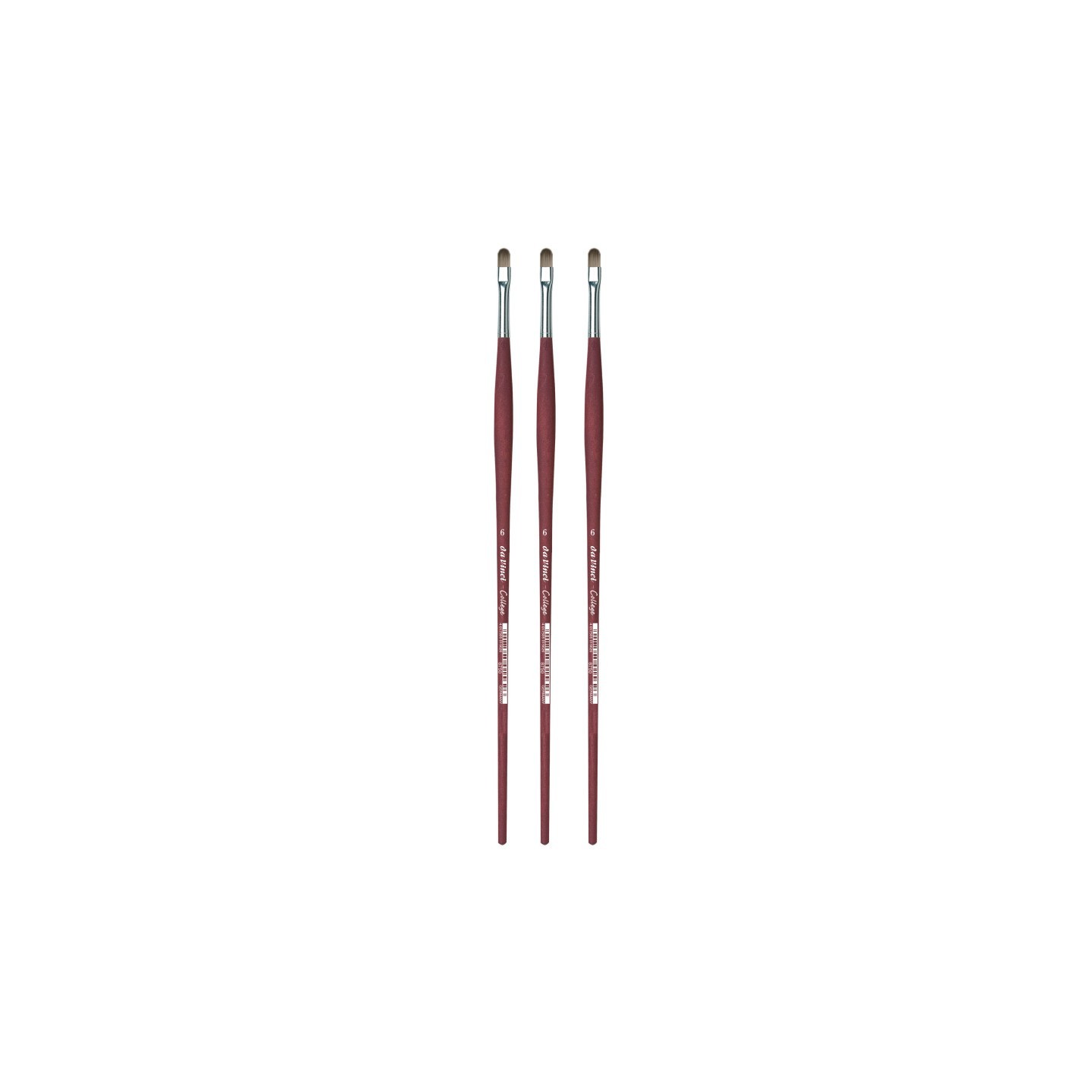 da Vinci COLLEGE Student Brush, Synthetic, Acrylic & Oil, Filbert, Series 8750, Size 6, Pack of 3