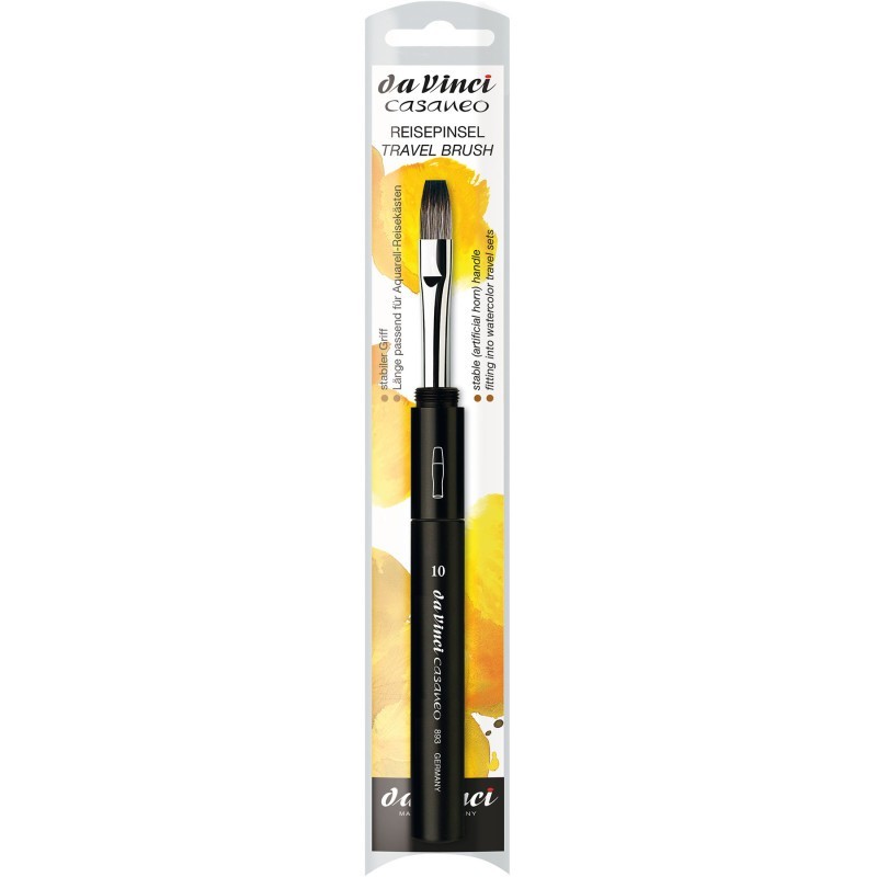da Vinci CASANEO Pocket Travel Brush, Extra Soft Synthetic, Watercolor & Acrylic, Flat, Series 893TP, Size 10