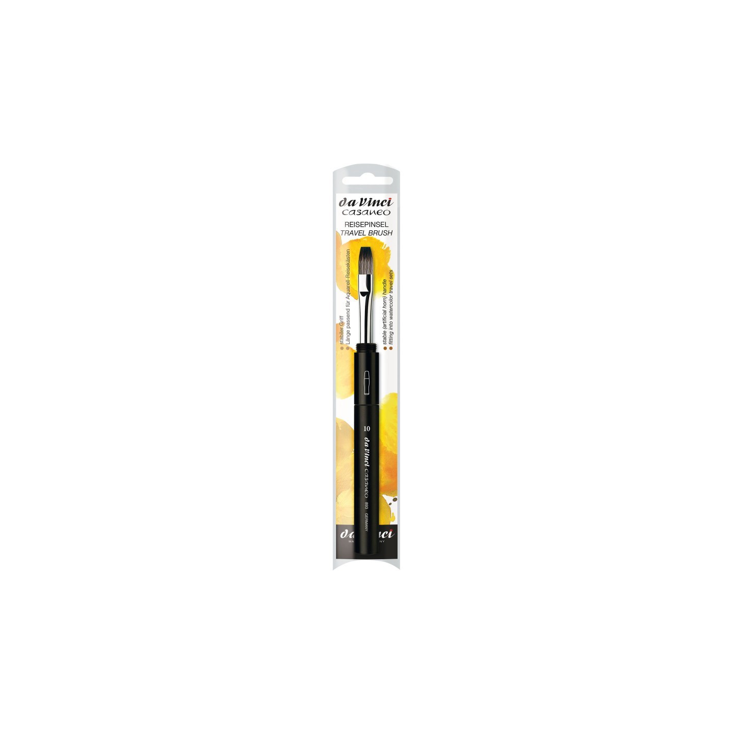 da Vinci CASANEO Pocket Travel Brush, Extra Soft Synthetic, Watercolor & Acrylic, Flat, Series 893TP, Size 10