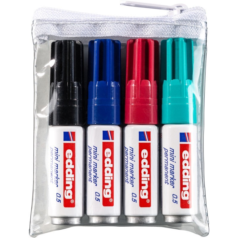 edding Mini Permanent Markers, Assorted Colors, Set of 4
