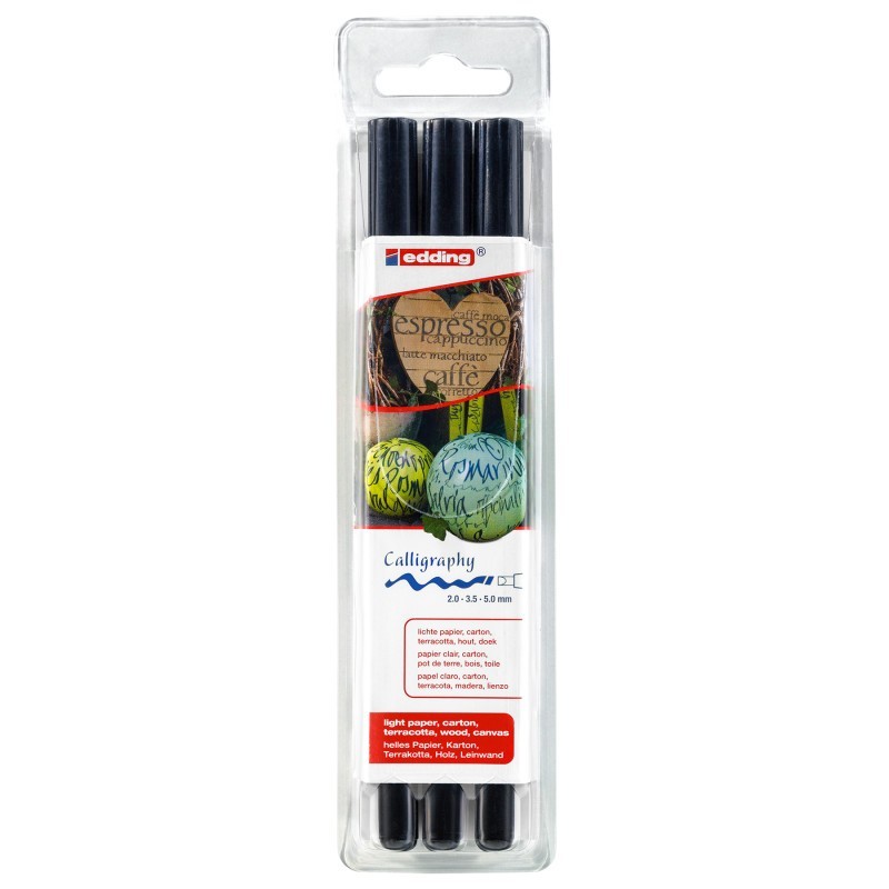 edding 1255 Series Calligraphy Pen, Black, Set of 3