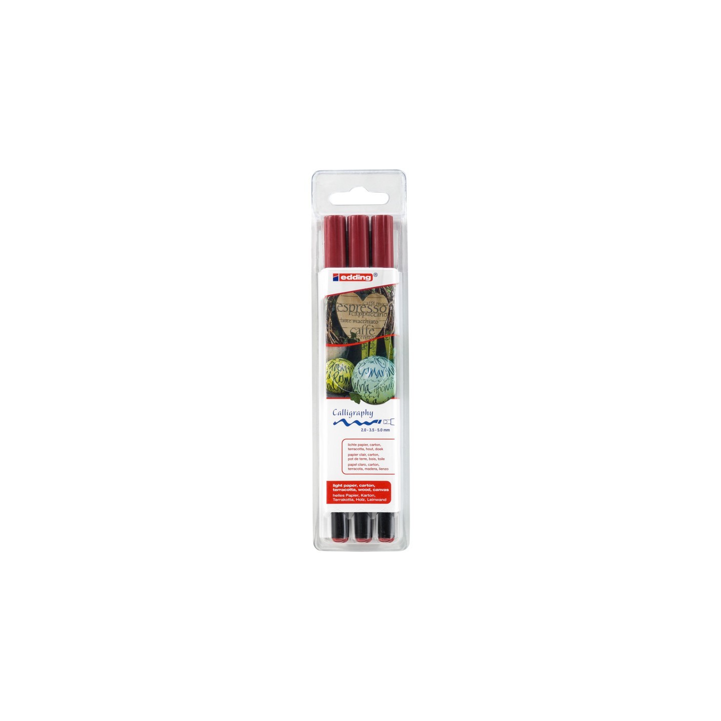 edding 1255 Series Calligraphy Pen, Crimson Lake, Set of 3