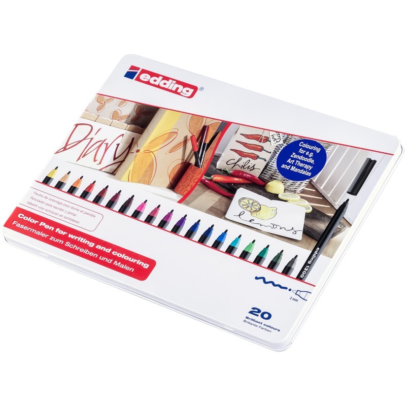 edding 1300 Series Color Markers, Medium, Assorted Colors, Set of 20