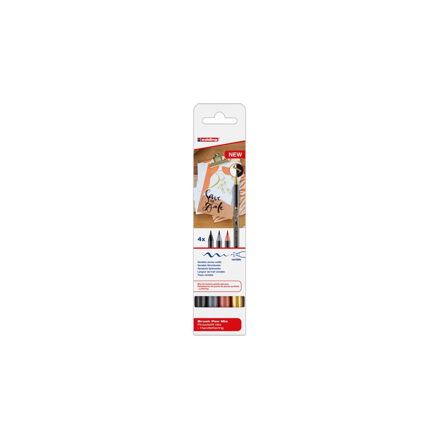 edding 1340 Series Metallic Brush Pens, Assorted Colors, Set of 4