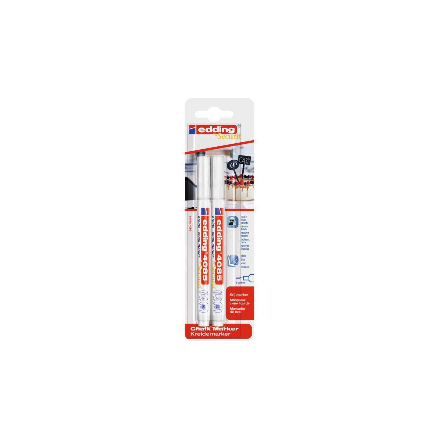 edding 4085 Series Chalk Marker, White, Set of 2