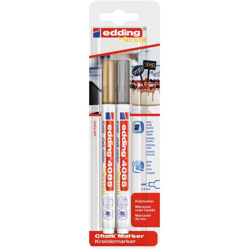 edding 4085 Series Chalk Marker, Assorted Colors, Set of 2