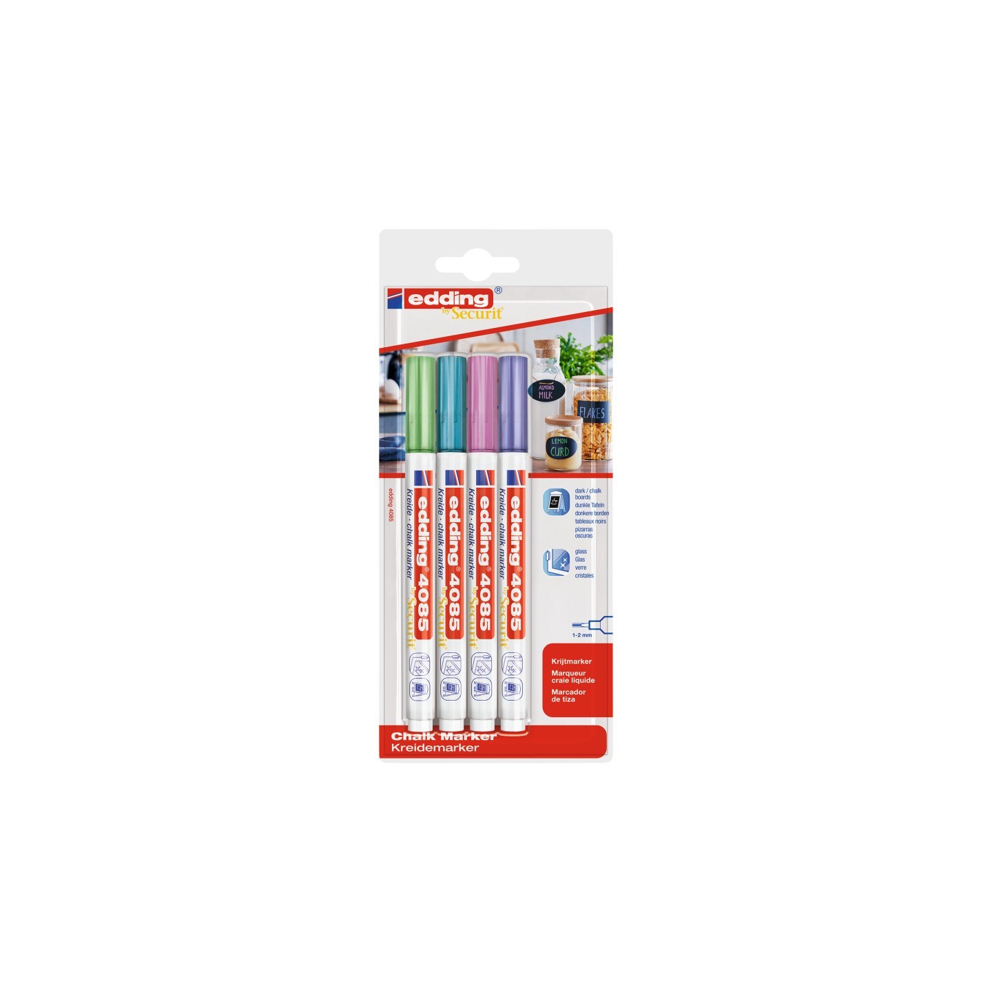 edding 4085 Series Chalk Marker, Metallic Colors, Set of 4