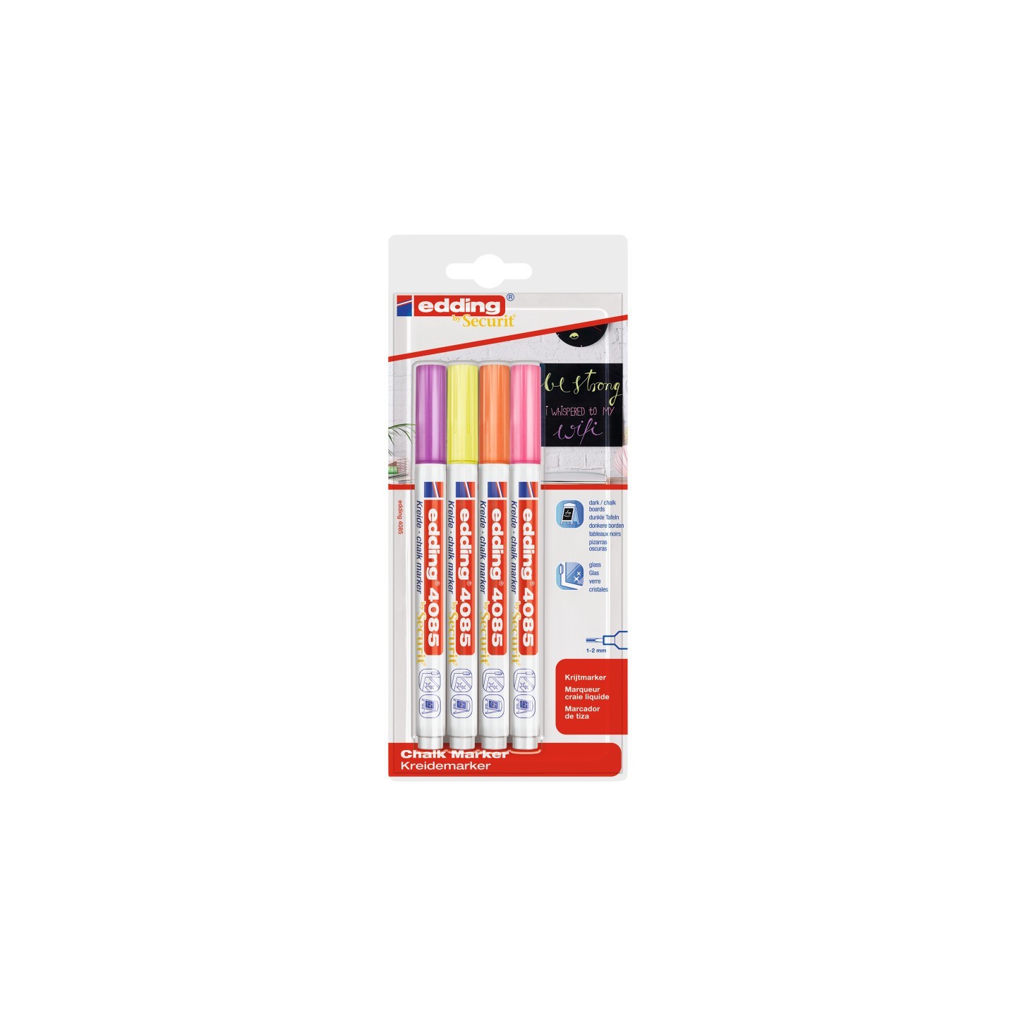 edding 4085 Series Chalk Marker, Neon Colors, Set of 4