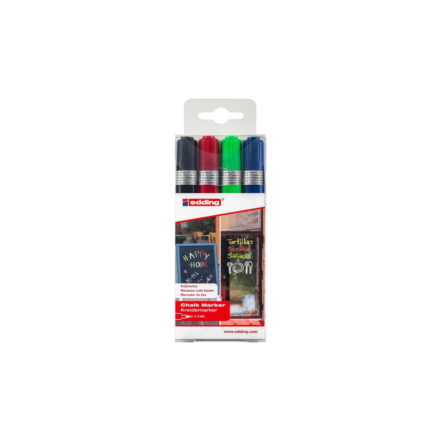 edding 4095 Series Chalk Marker, Assorted Colors, Set of 4