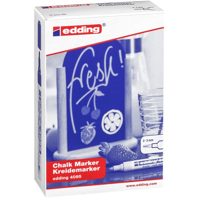 edding 4095 Series Chalk Marker, Assorted Colors, Set of 10