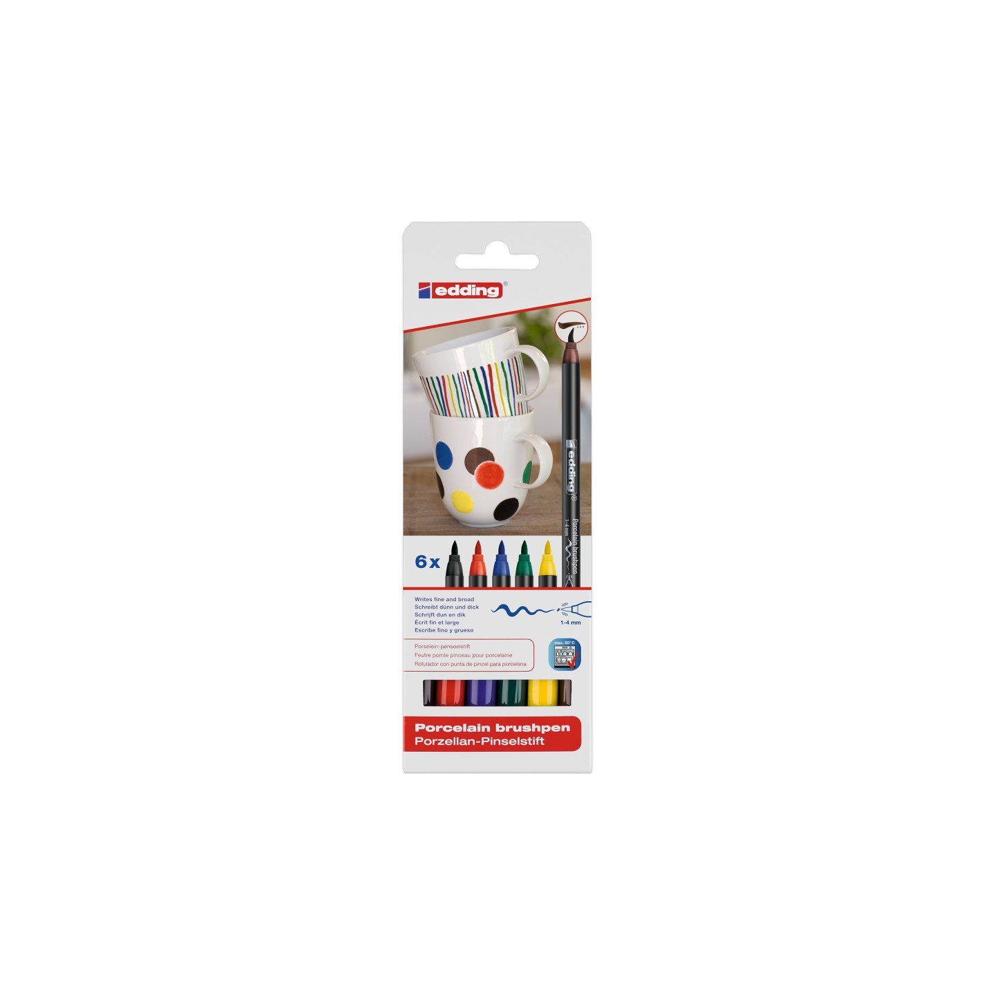 edding 4200 Series Porcelain Brush Pen, Family Colors, Set of 6