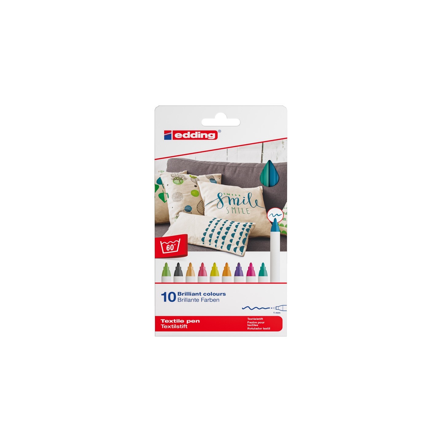 edding 4600 Series Textile Pen, Fun Colors, Set of 10