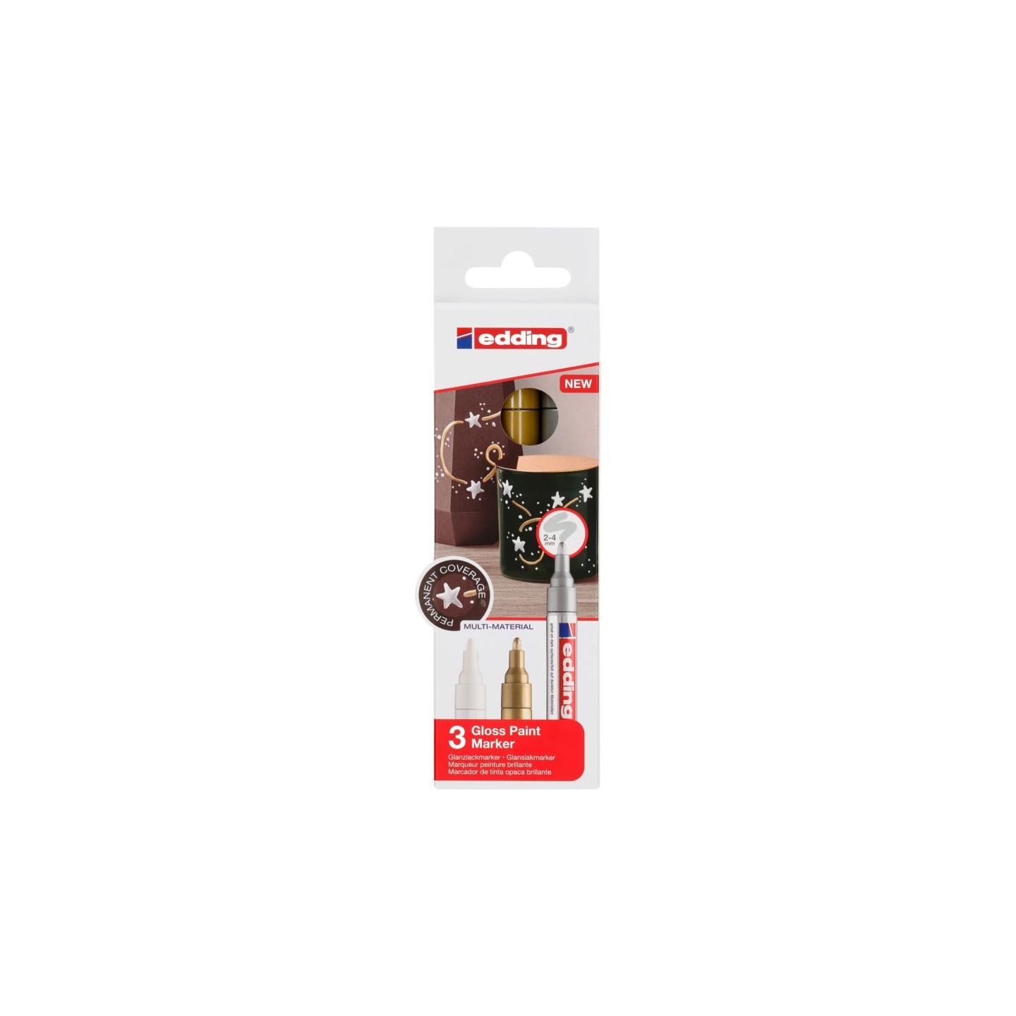 edding 750 Series Gloss Paint Marker, Metallic Colors, Set of 3