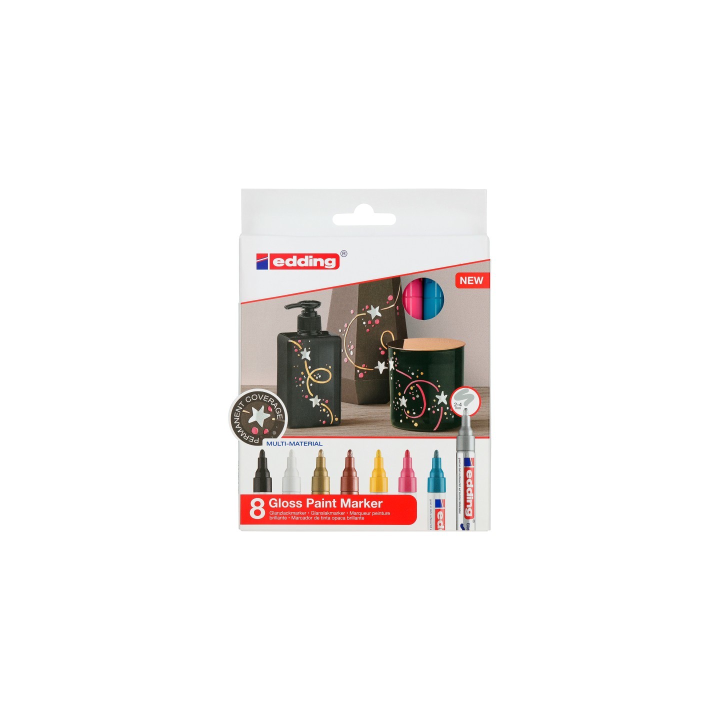 edding 750 Series Gloss Paint Marker, Assorted Colors, Set of 8