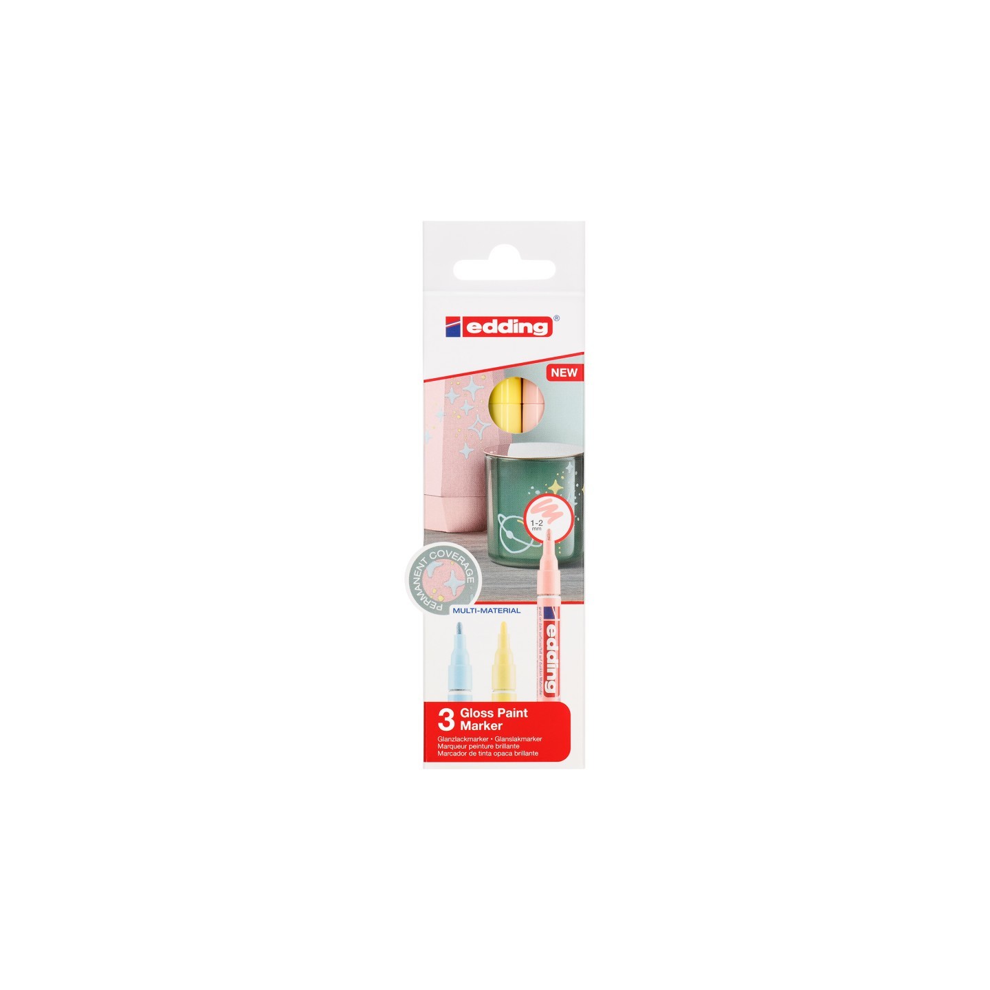 edding 751 Series Gloss Paint Marker, Pastel Colors, Set of 3