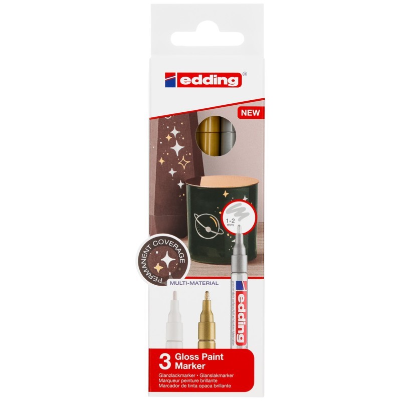 edding 751 Series Gloss Paint Marker, Metallic Colors, Set of 3