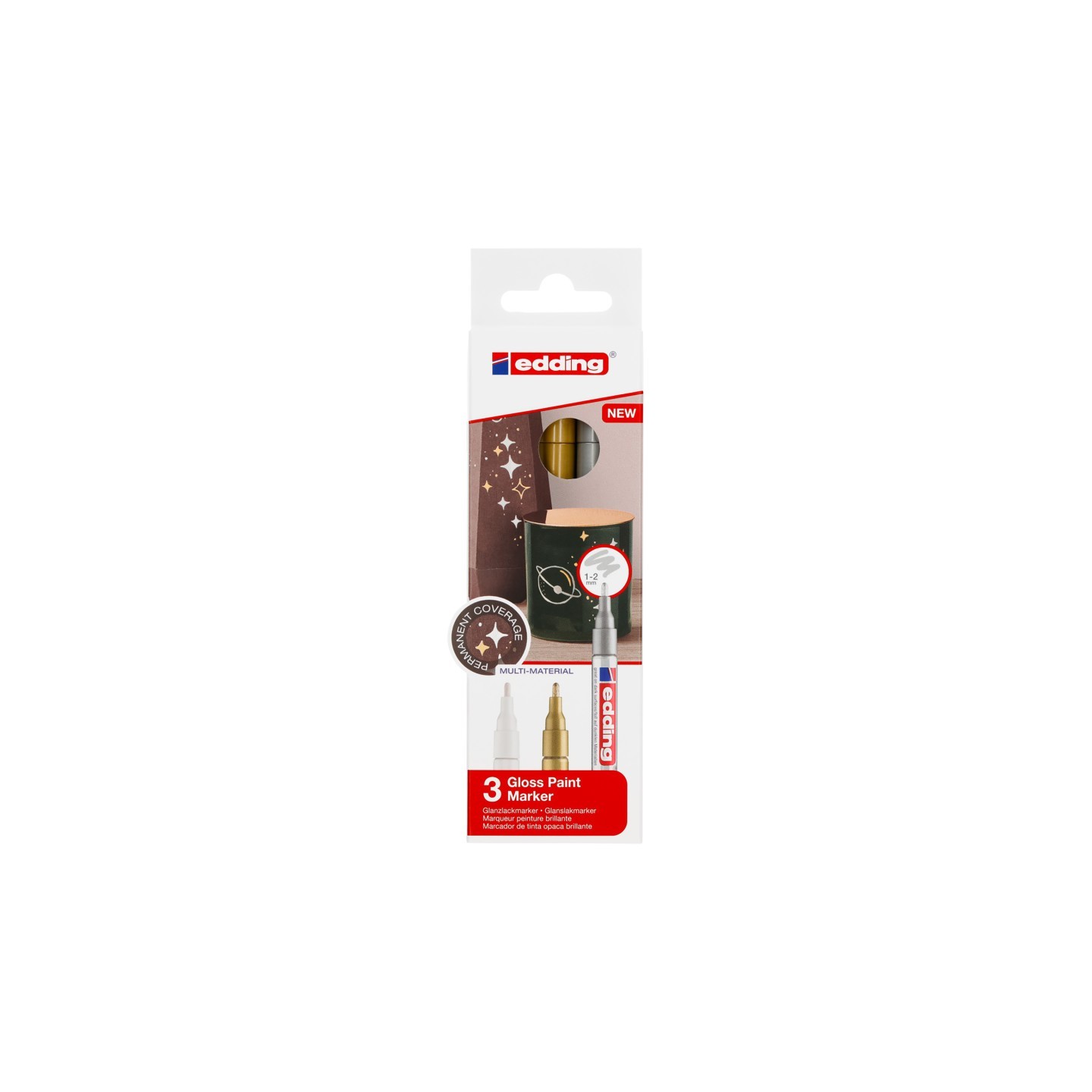edding 751 Series Gloss Paint Marker, Metallic Colors, Set of 3