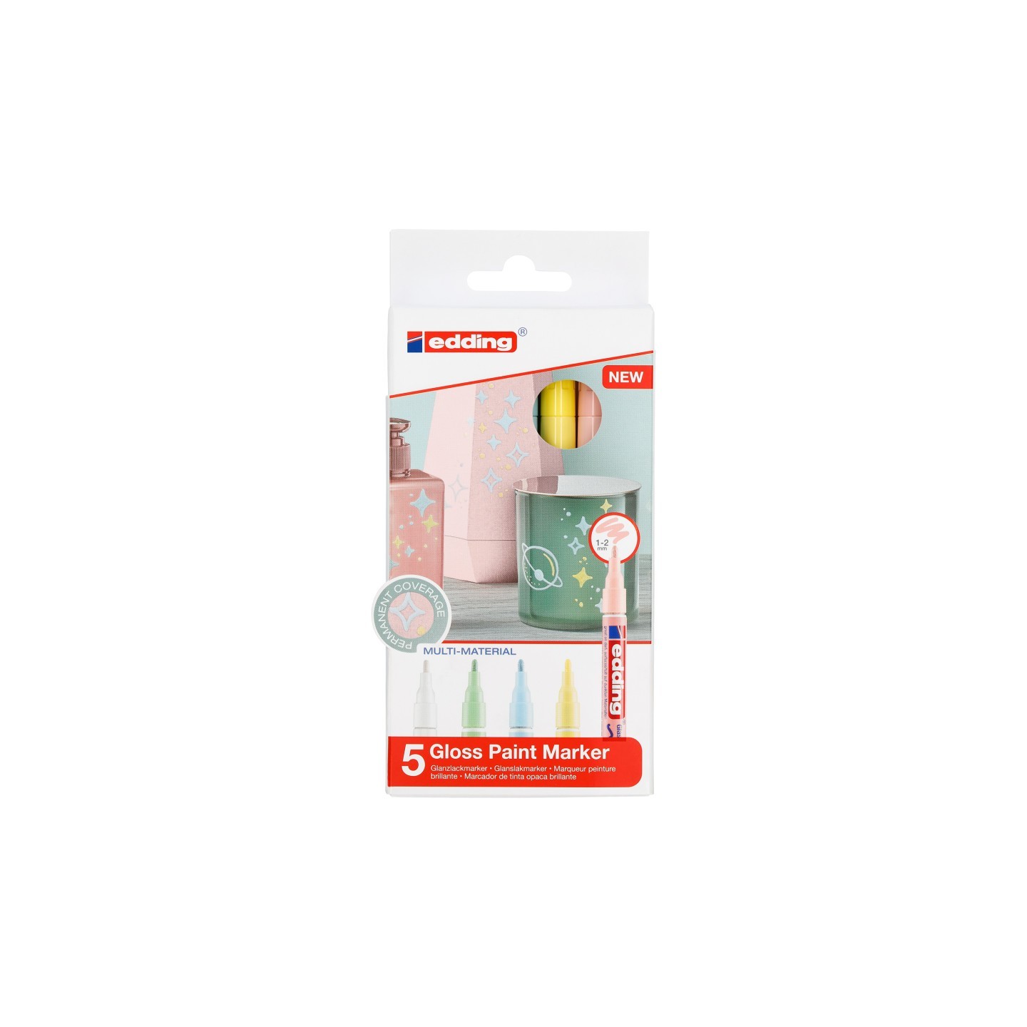 edding 751 Series Gloss Paint Marker, Pastel Colors, Set of 5