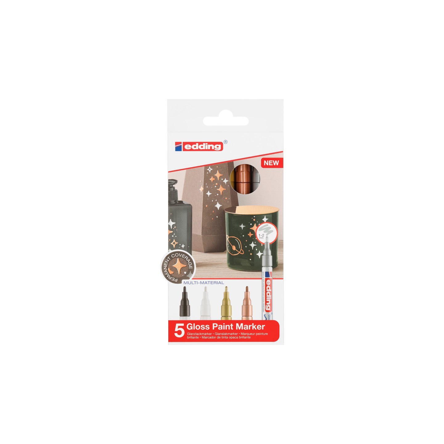 edding 751 Series Gloss Paint Marker, Metallic Colors, Set of 5