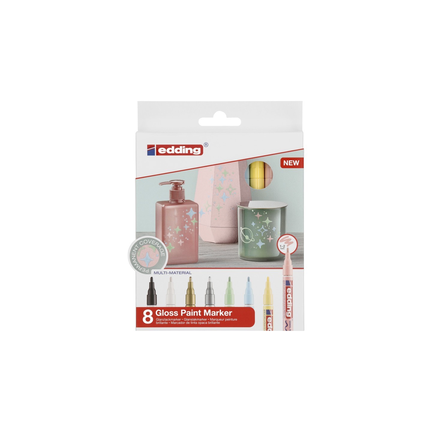 edding 751 Series Gloss Paint Marker, Pastel Colors, Set of 8