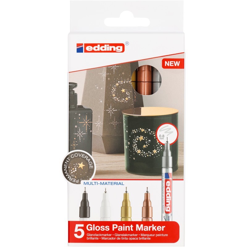edding 780 Series Gloss Paint Marker, Metallic Colors, Set of 5