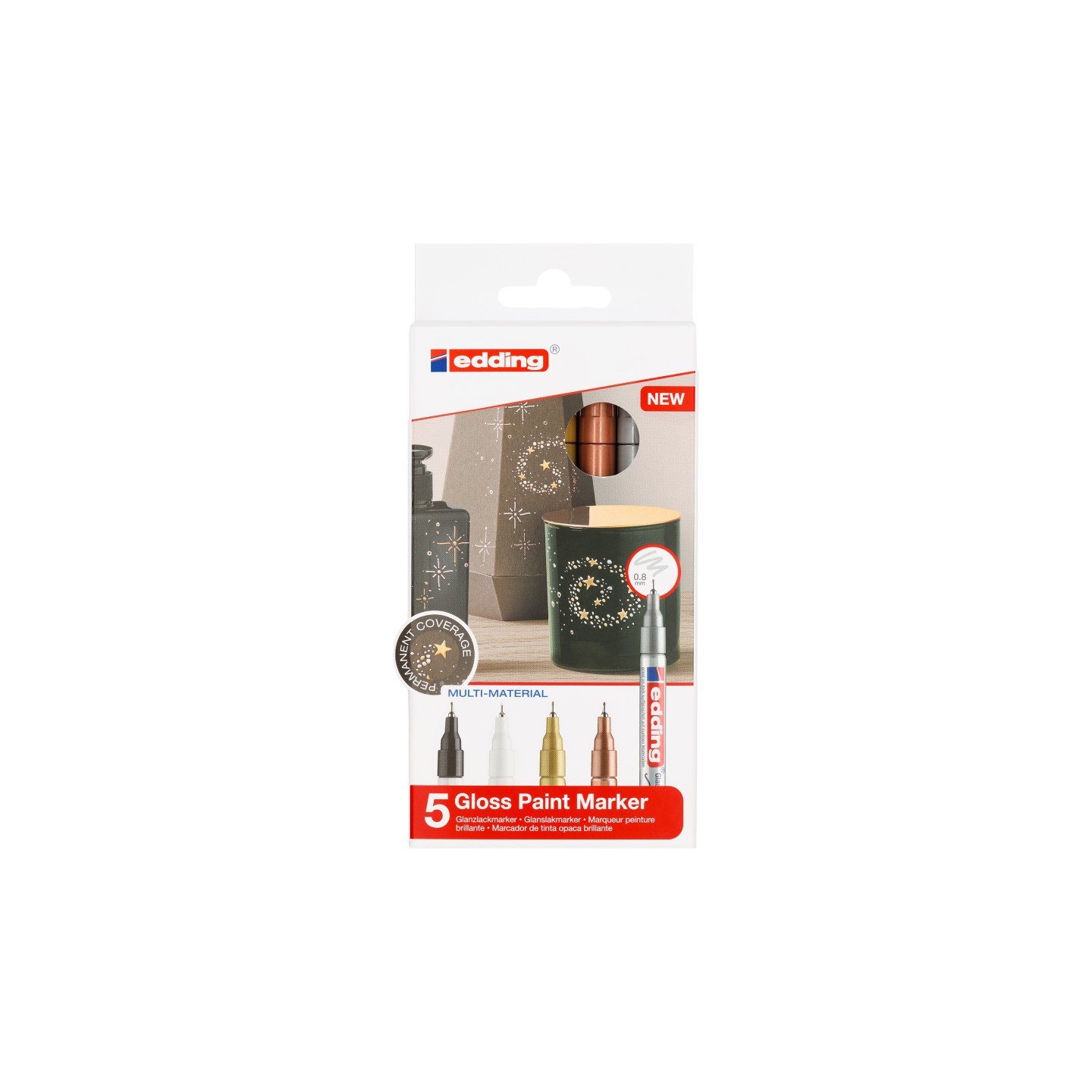 edding 780 Series Gloss Paint Marker, Metallic Colors, Set of 5