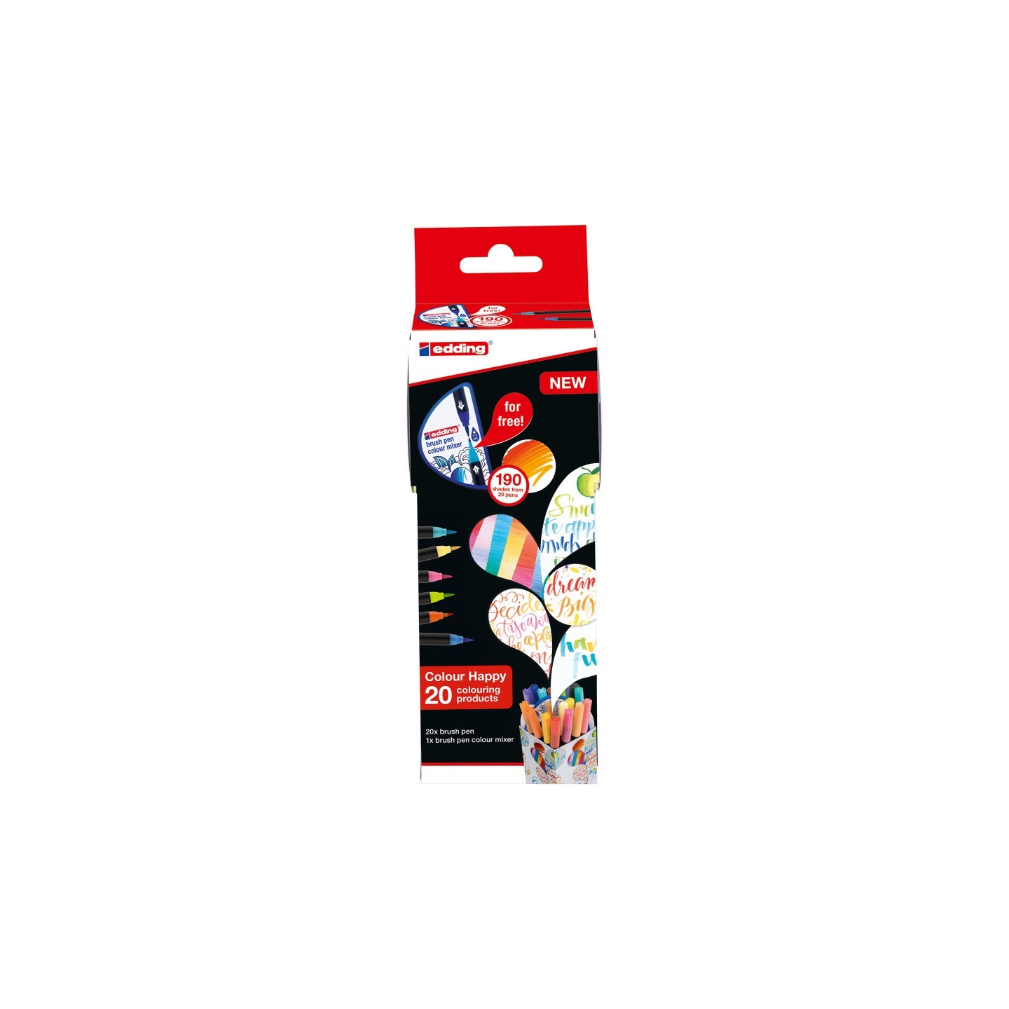 edding Colour Happy Brush Pen Box, Assorted Colors, Set of 20