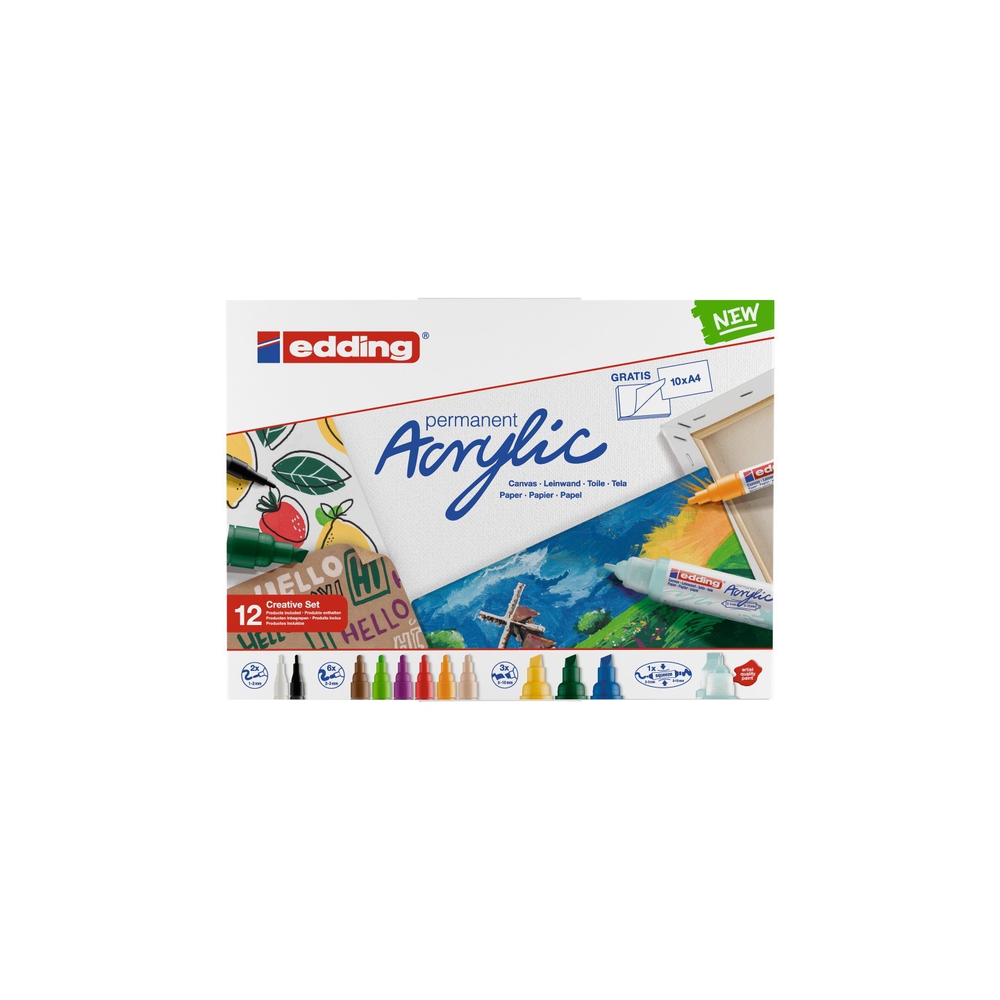 edding Acrylic Paint Markers, Creative Colors, Set of 12