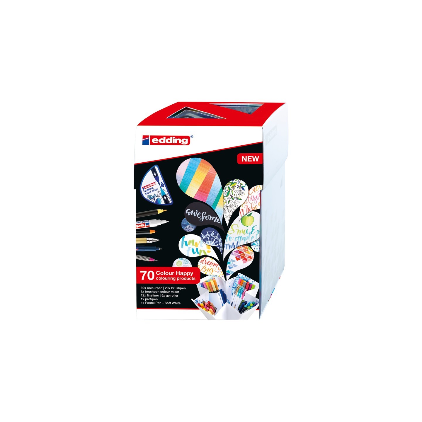 edding Colour Happy Big Box, Assorted Colors, Mixed Coloring Set of 70