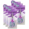 enday Soft Grip School Scissors, 5", Round Tip, Purple, Pack of 6