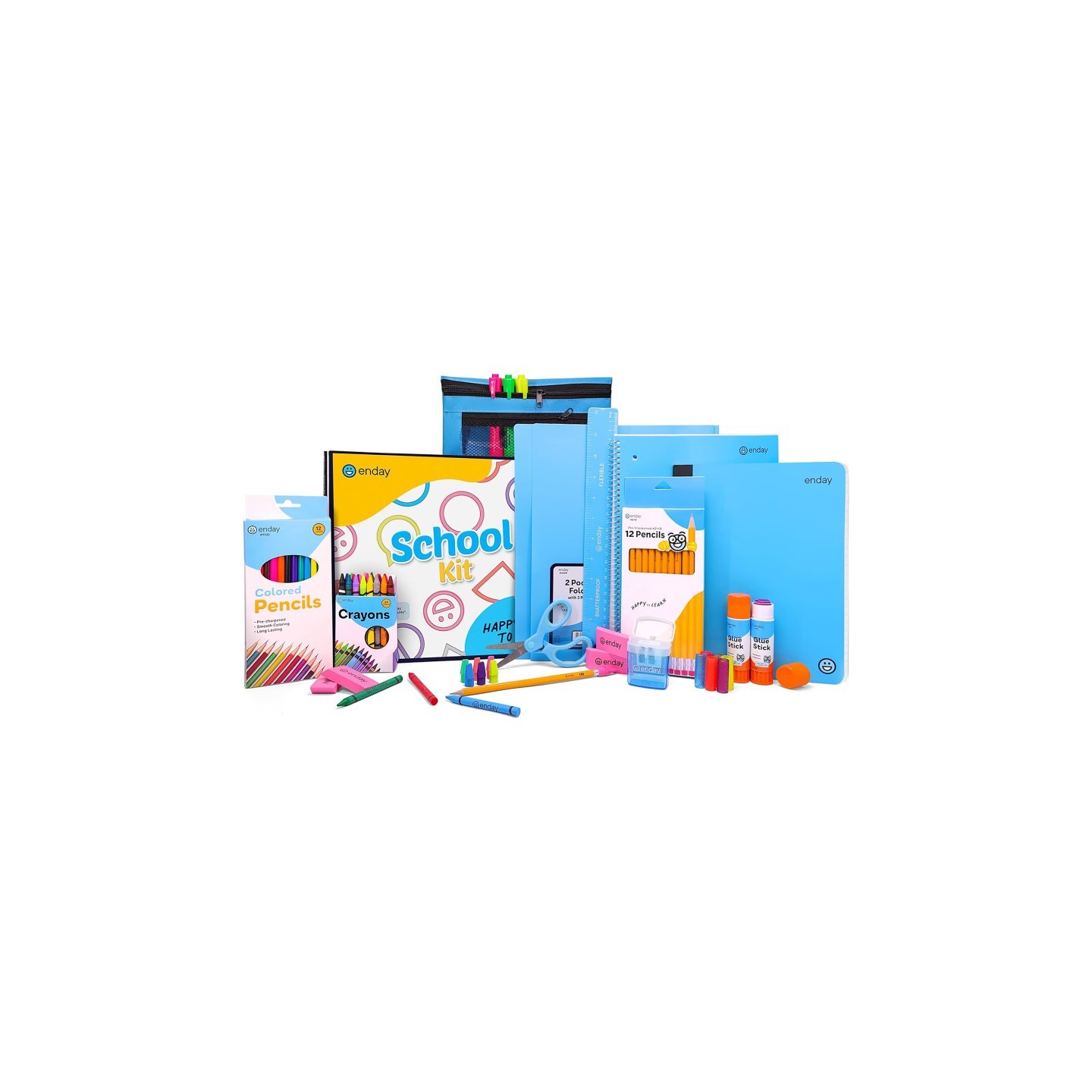 enday School Supply Kit, Blue, 71-Piece Set