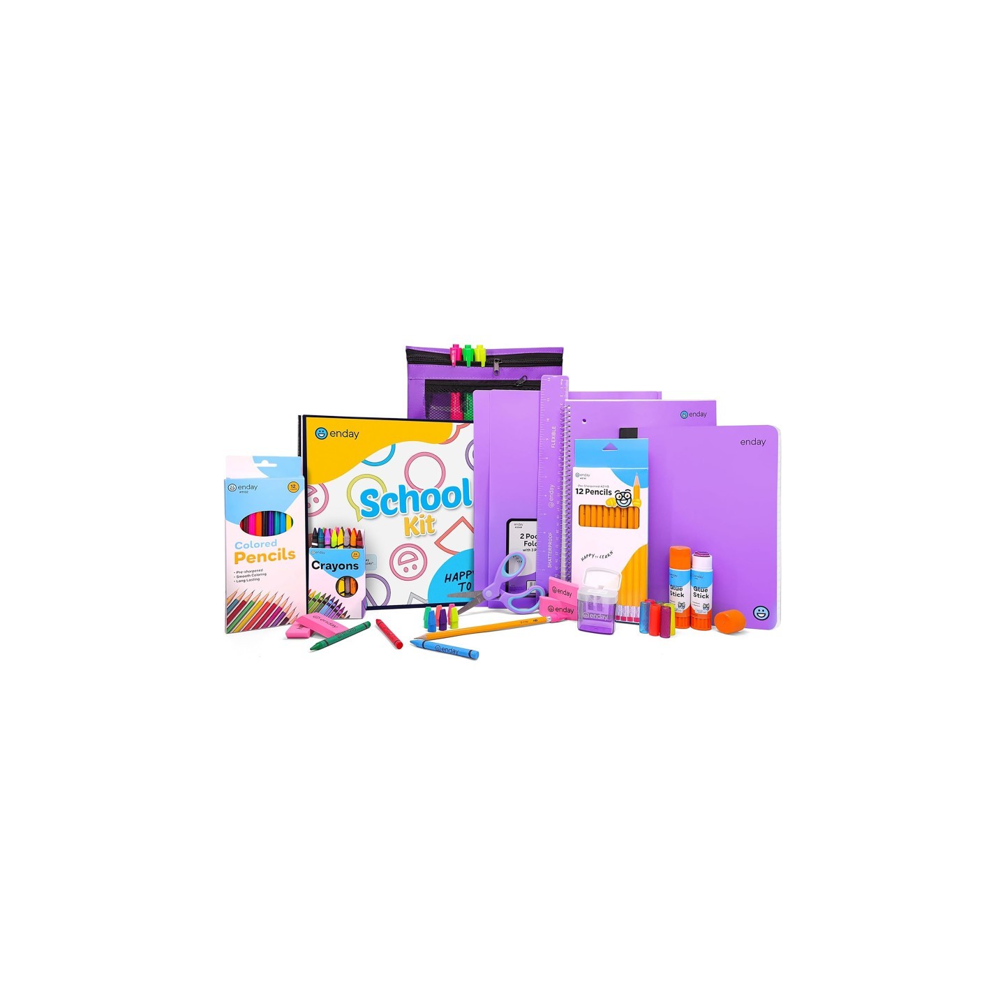enday School Supply Kit, Purple, 71-Piece Set