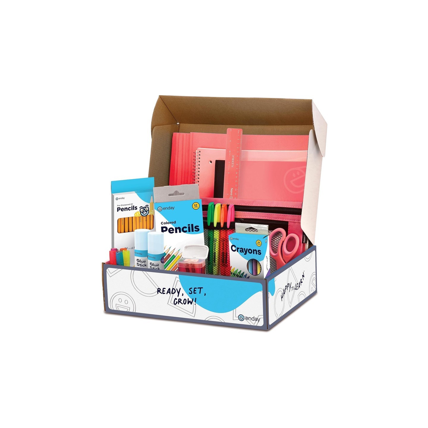 enday School Supply Kit, Red, 71-Piece Set