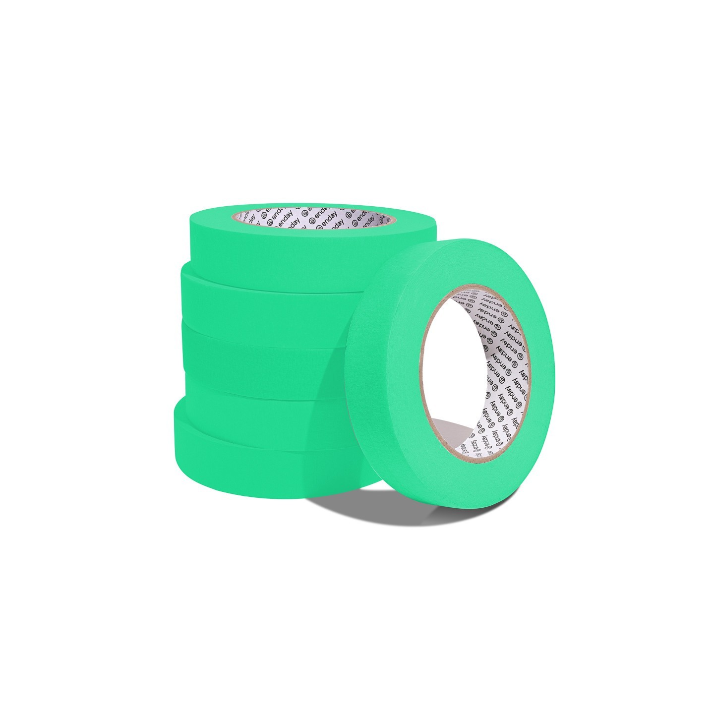 enday Masking Tape, 1" x 60 Yards, Green, Pack of 6
