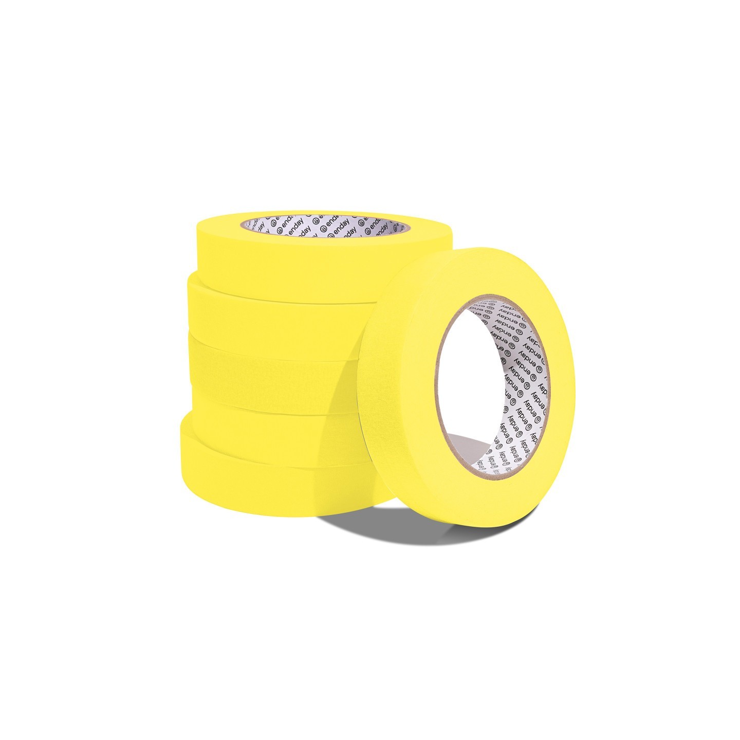 enday Masking Tape, 1" x 60 Yards, Yellow, Pack of 6