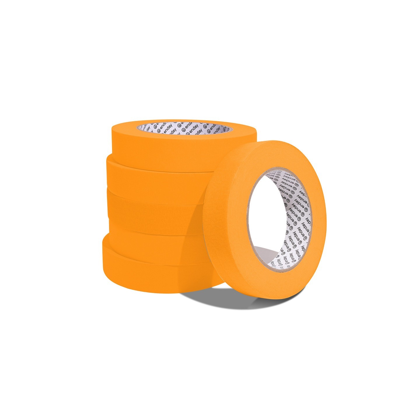 enday Masking Tape, 1" x 60 Yards, Orange, Pack of 6
