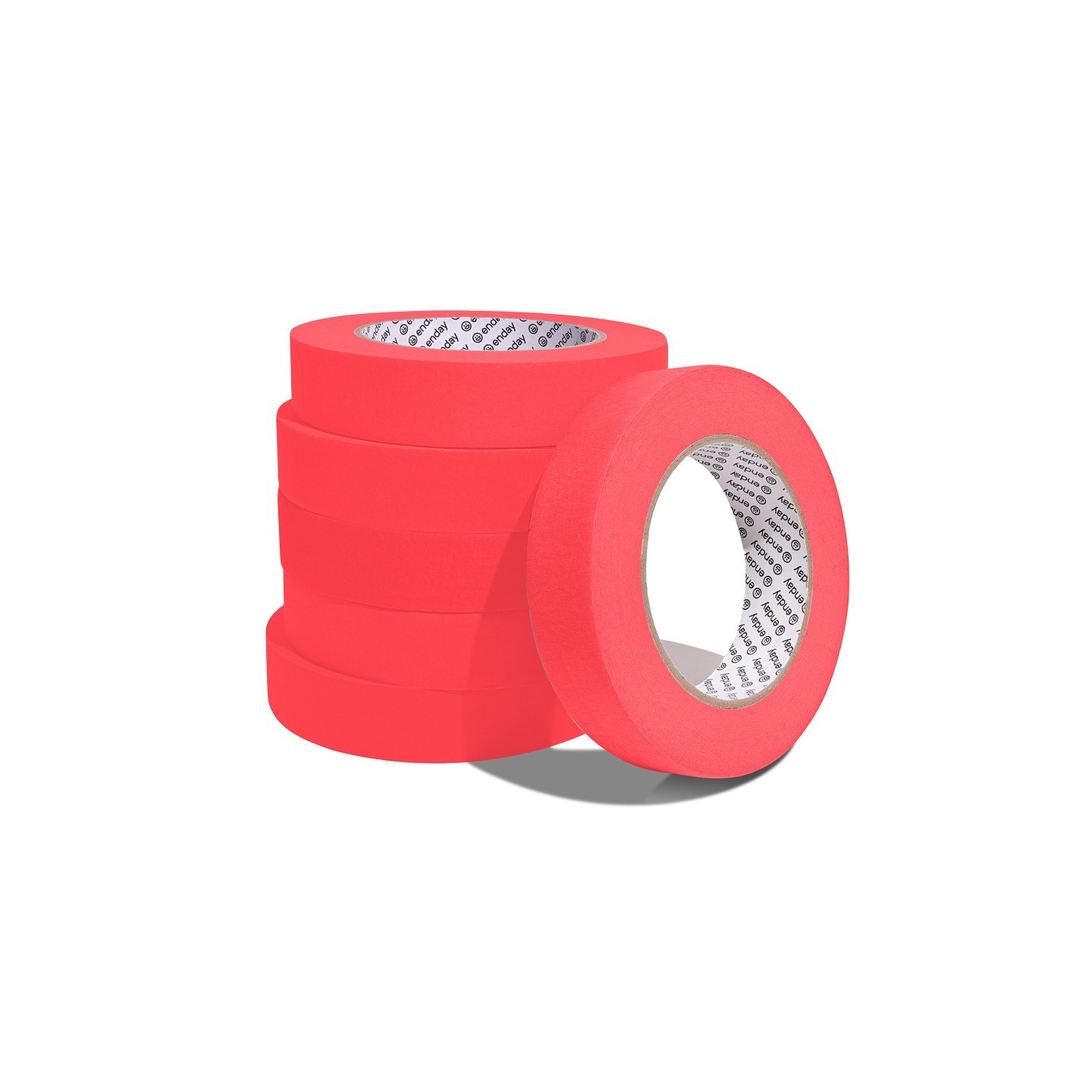 enday Masking Tape, 1" x 60 Yards, Red, Pack of 6