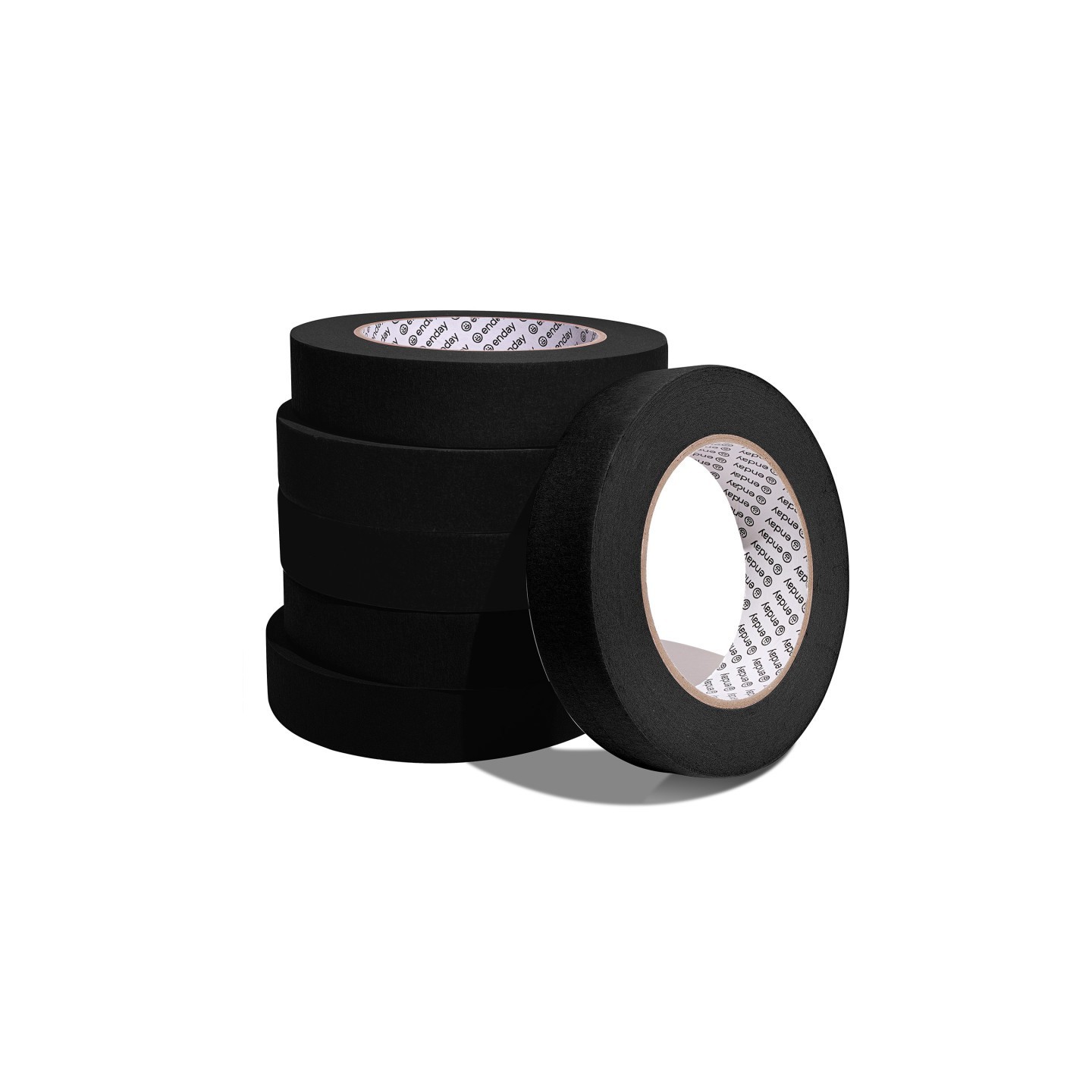 enday Masking Tape, 1" x 60 Yards, Black, Pack of 6