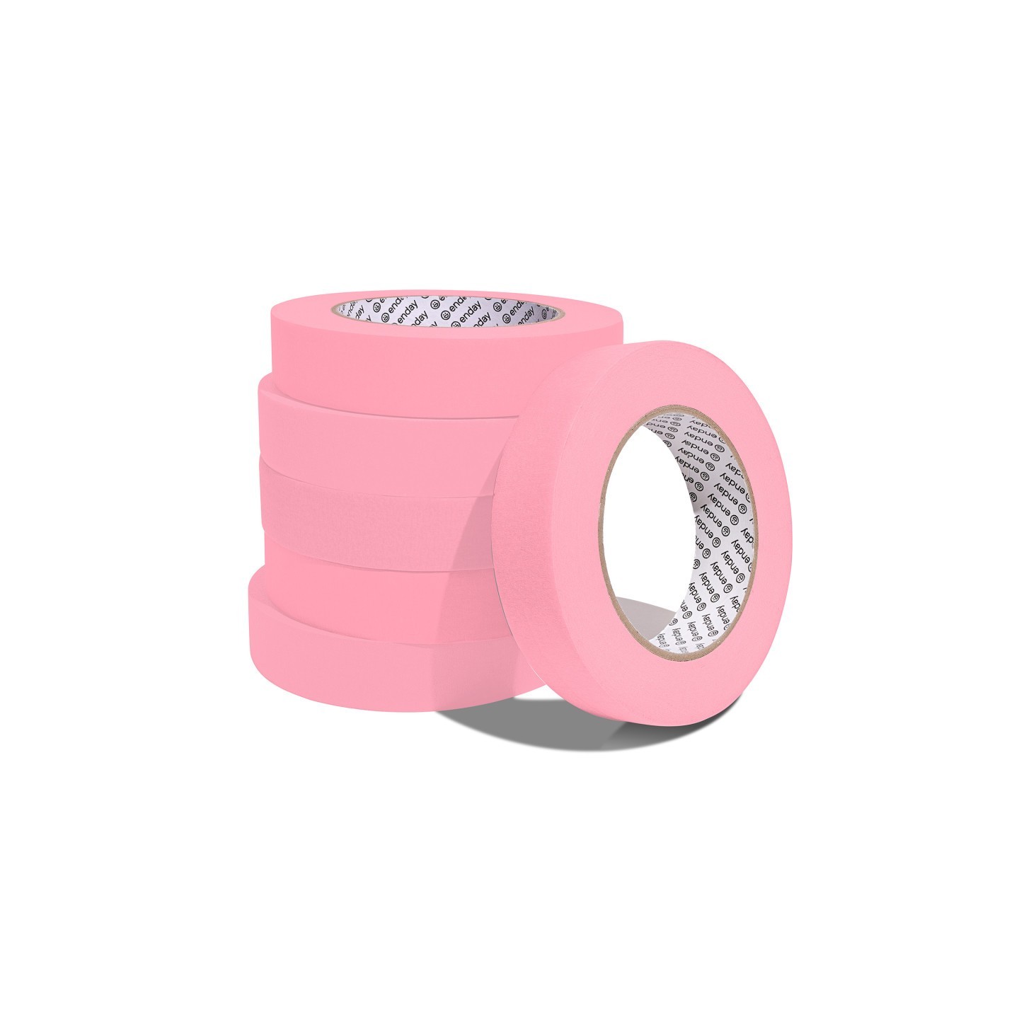 enday Masking Tape, 1" x 60 Yards, Pink, Pack of 6