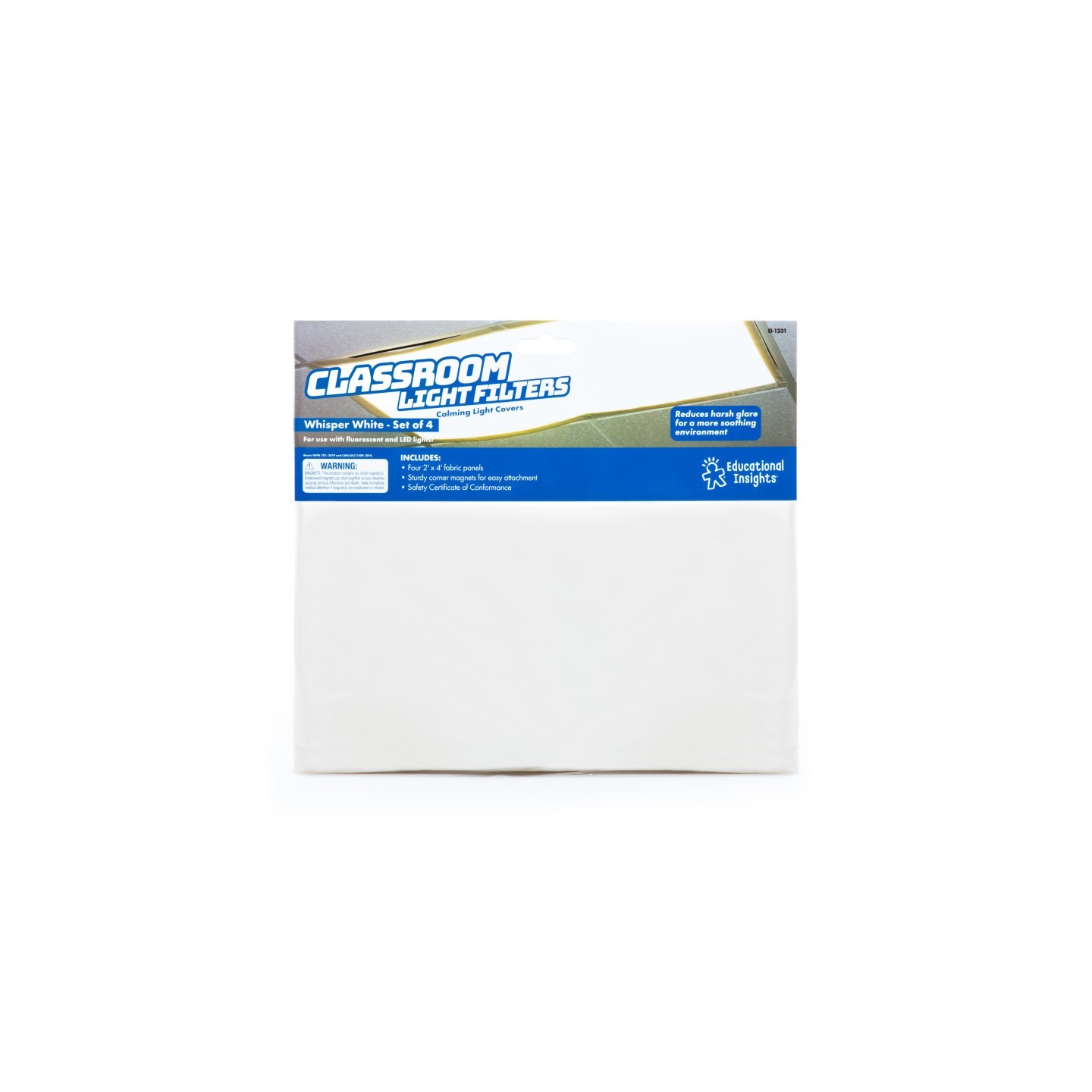 Educational Insights Classroom Light Filters, Whisper White, Set of 4