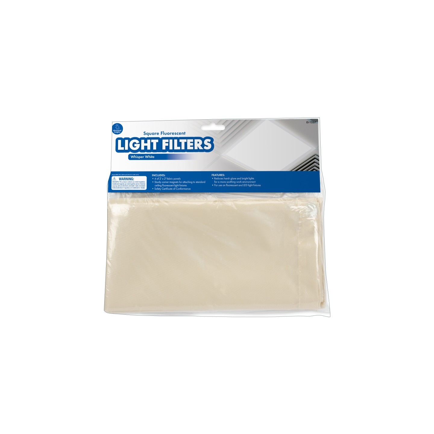Educational Insights Classroom Light Filters, 2' x 2', Whisper White, Set of 4