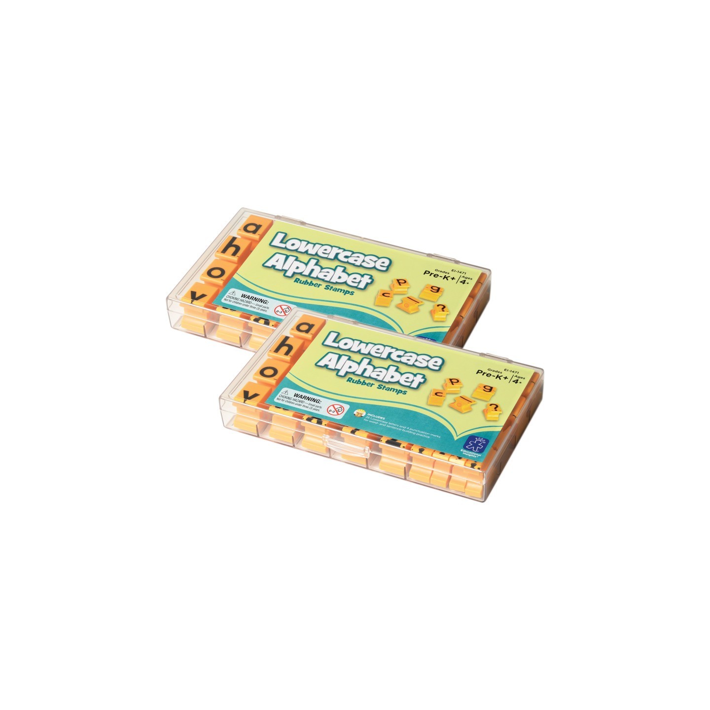 Educational Insights Alphabet Rubber Stamps, Lowercase, 5/8", 30 Per Set, 2 Sets