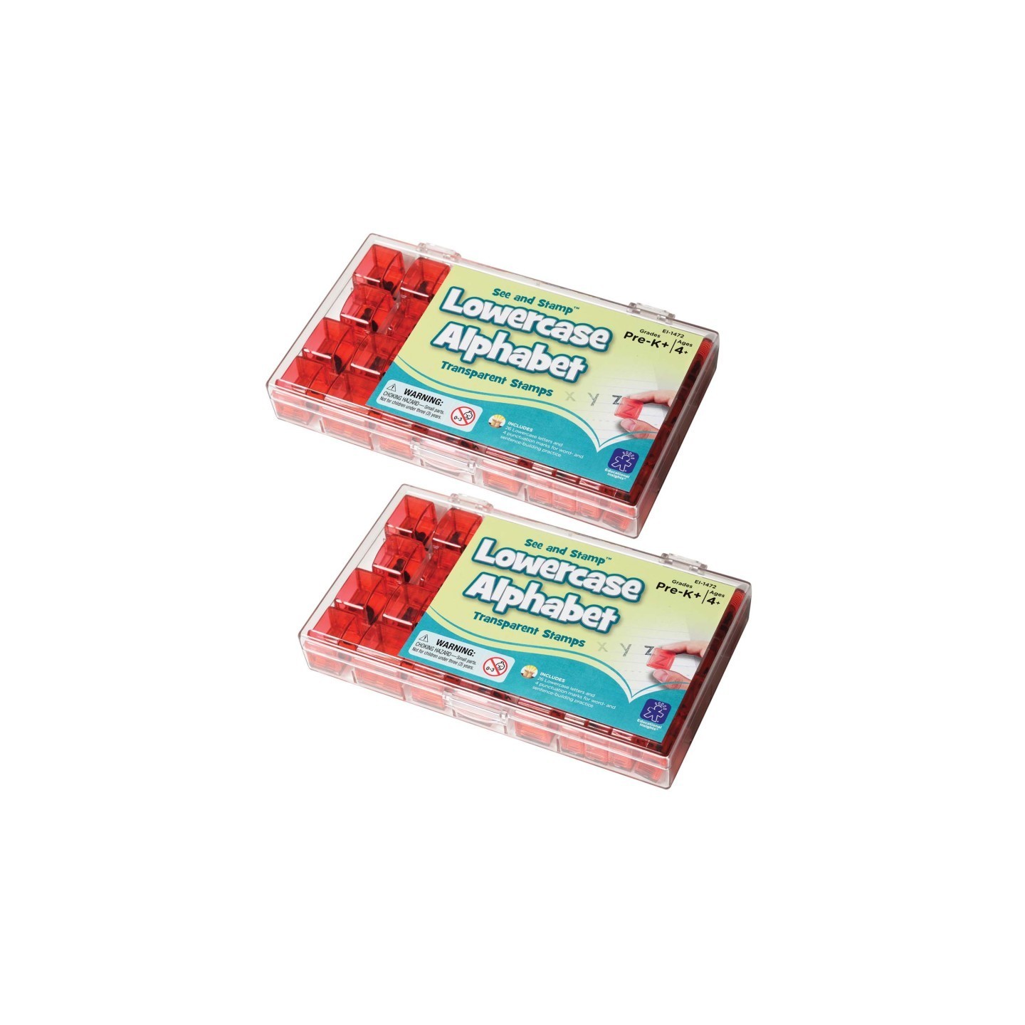 Educational Insights See and Stamp Alphabet Transparent Stamps, Lowercase 5/8", 2 Sets